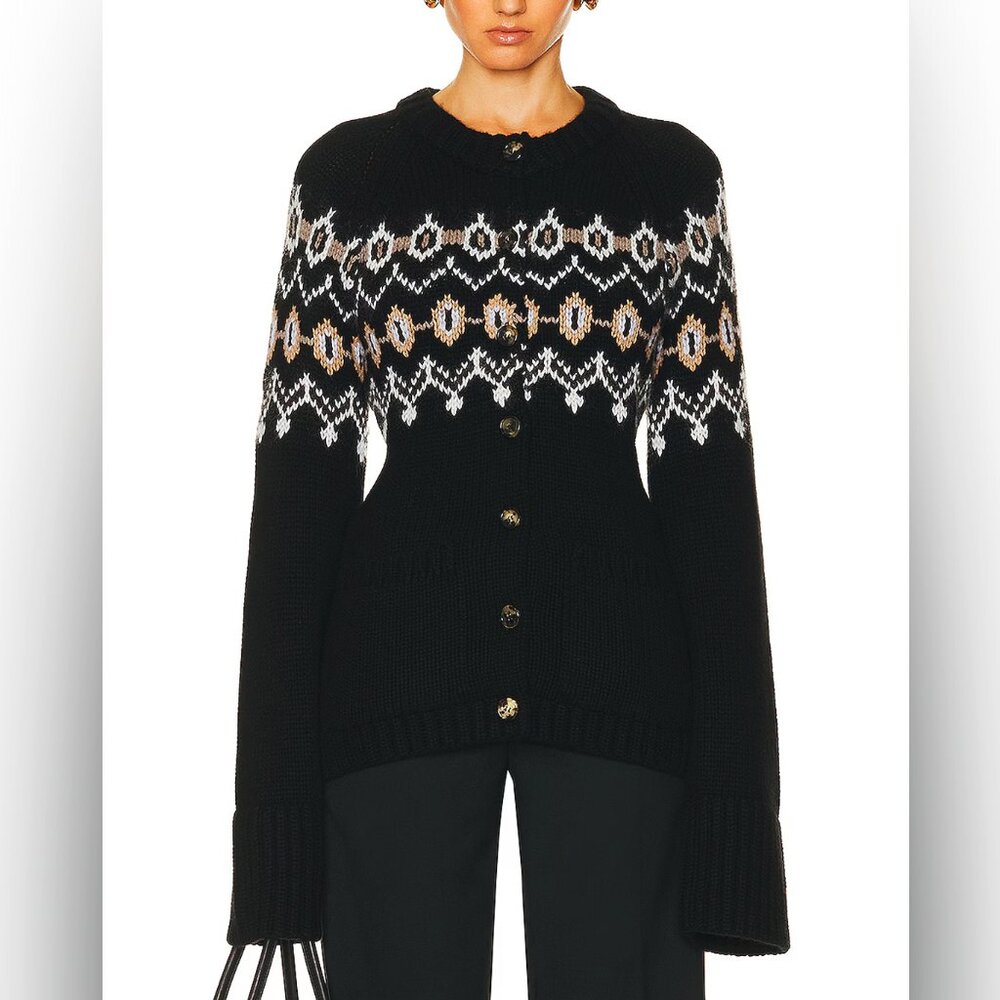 Khaite  suzette fair isle cardigan - black